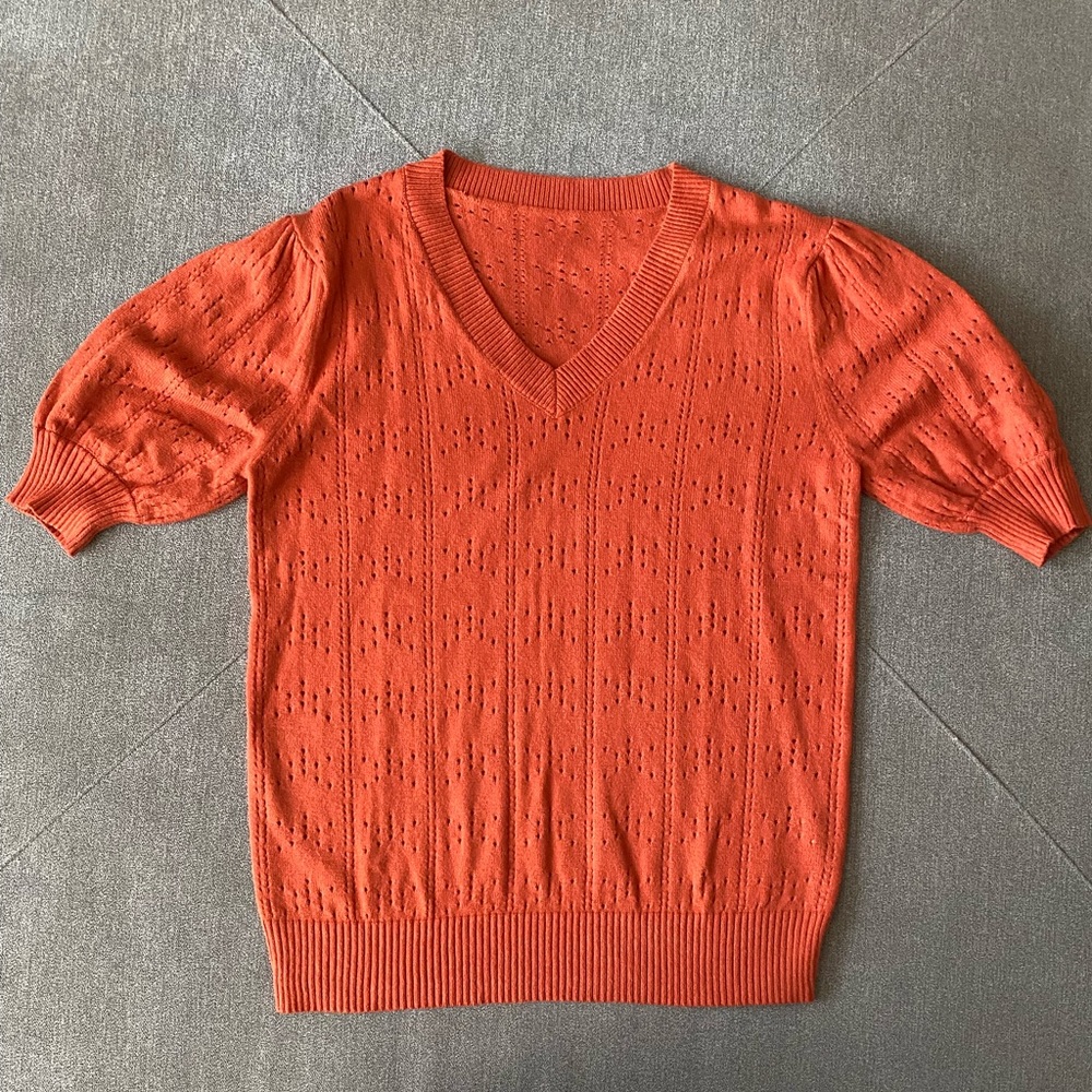 Women's Burnt Orange/Rust/Brick Red Sweater Short Sleeve Size X-Large